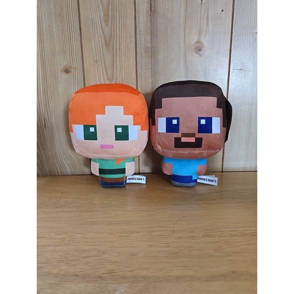 Minecraft Steve Alex Plush Set 6.5" Big Head Soft Plush Collectible Toys